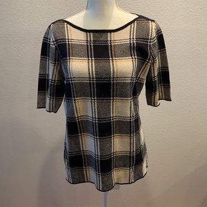 Ann Taylor short sleeve sweater plaid